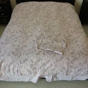 Restoration Hardware Duvet Cover and Skirt Queen Linen Lilac Paisley 88x88